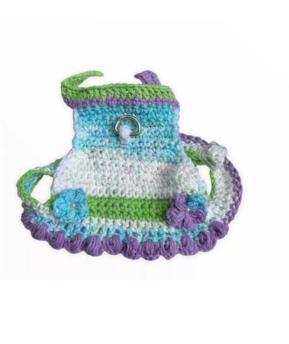 Handwoven Harness - Green, Blue, Purple & White Size M