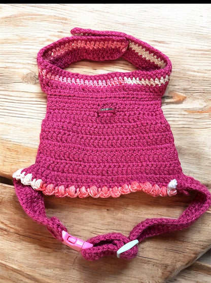 Handwoven Harness - Fuchsia, Pink & White Large