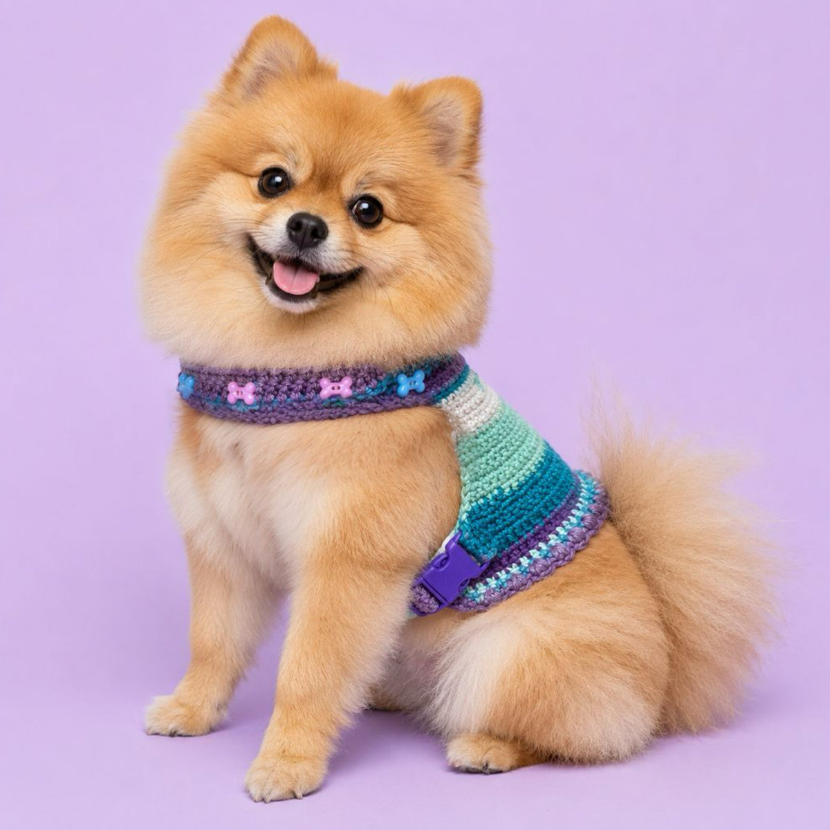 Handwoven Harness - Purple & Turquoise Medium