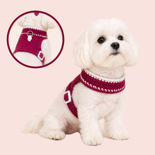 Handwoven Harness - Fuchsia & White Small