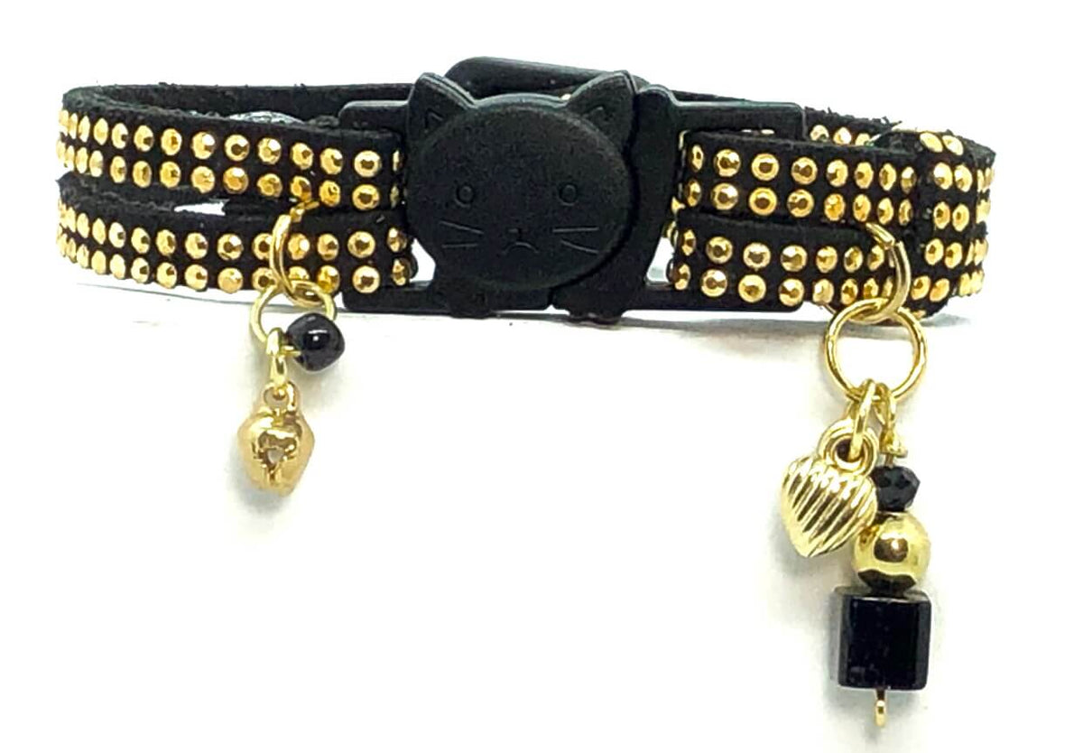 Slim Suede Duo with Gold Studs - Black 01