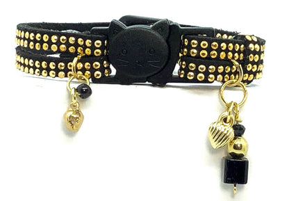Slim Suede Duo with Gold Studs - Black 01