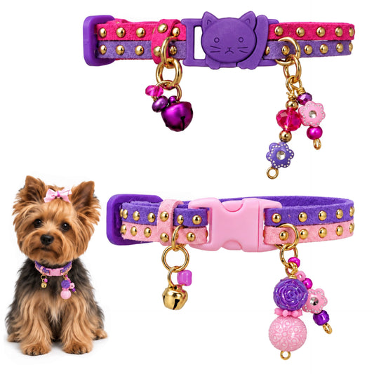Slim Suede Duo with Gold Studs - Fuchsia / Purple