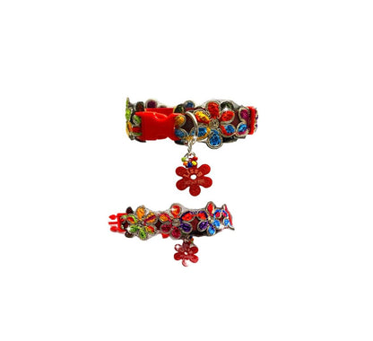 Red Clip Flower - Wide Collar