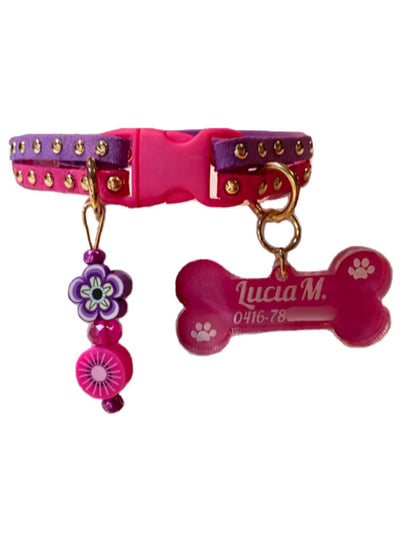 Slim Suede Duo with Gold Studs - Fuchsia / Purple