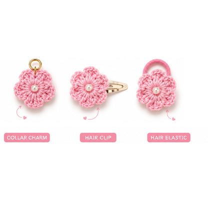 WoolBloom Clip - 2 Blue Woven Flowers