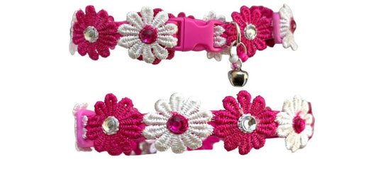 Fuchsia & White Flower - Wide Collar