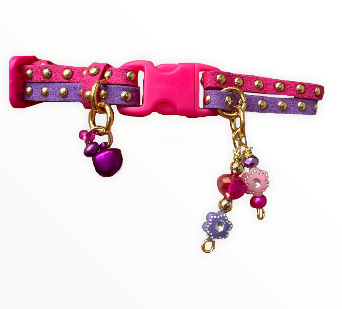 Slim Suede Duo with Gold Studs - Fuchsia / Purple