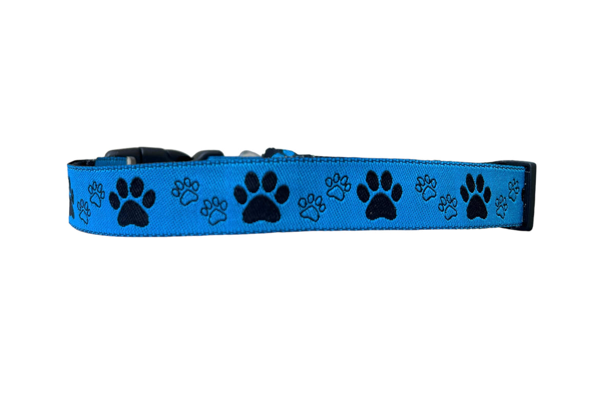 Huella de pata azul y negra - Collar estándar