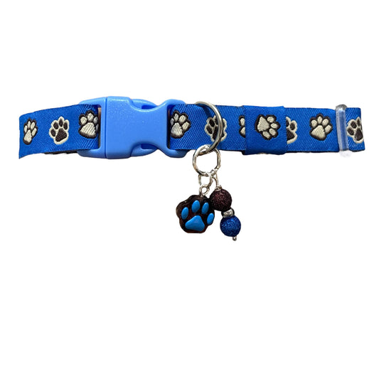 Blue / Brown Paw Print - Standard Collar