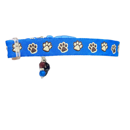 Blue / Brown Paw Print - Standard Collar