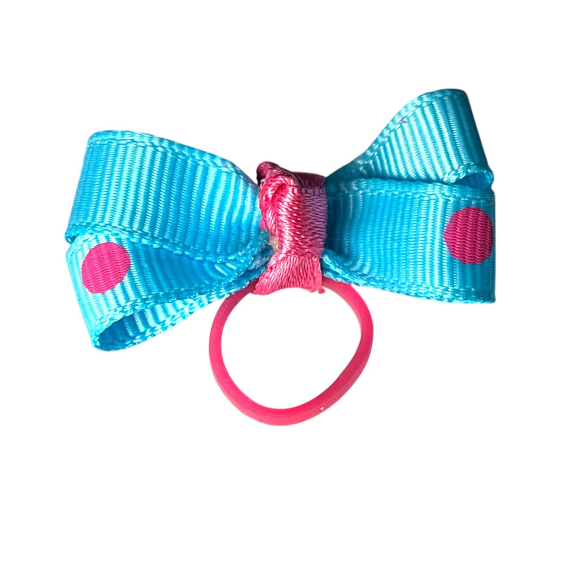 Polka Dots Bow - Blue bg Pink Dots (Copy)