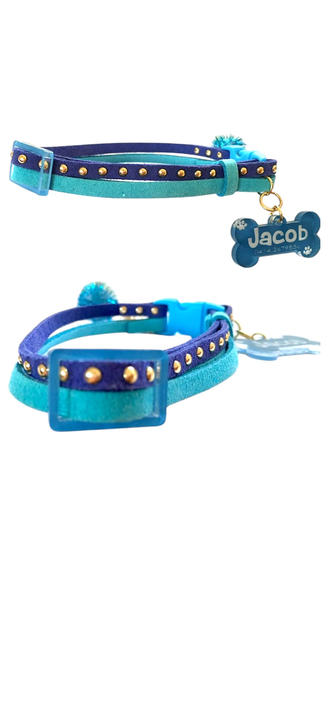 Slim Suede Duo with Gold Studs - Dark Blue / Sky Blue