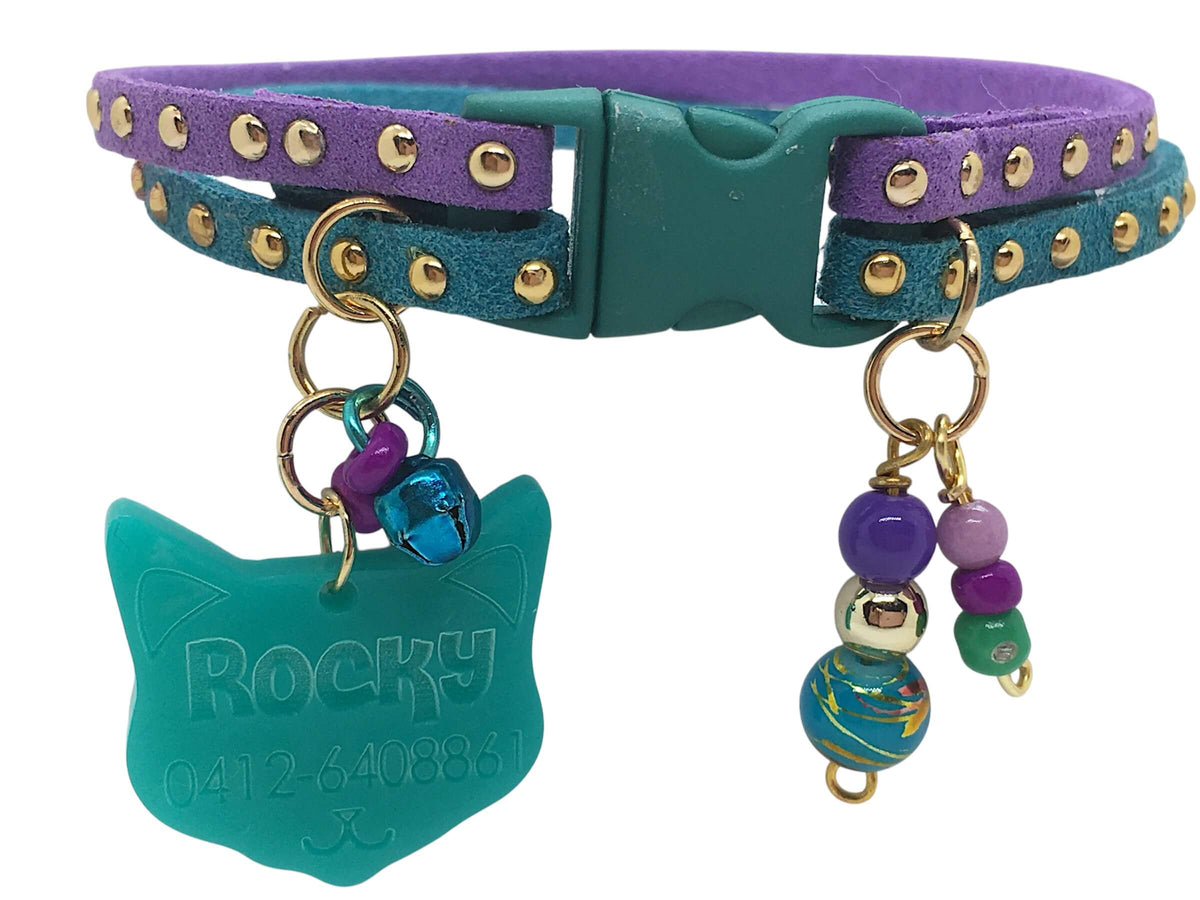 Slim Suede Duo with Gold Studs - Turquoise / Purple