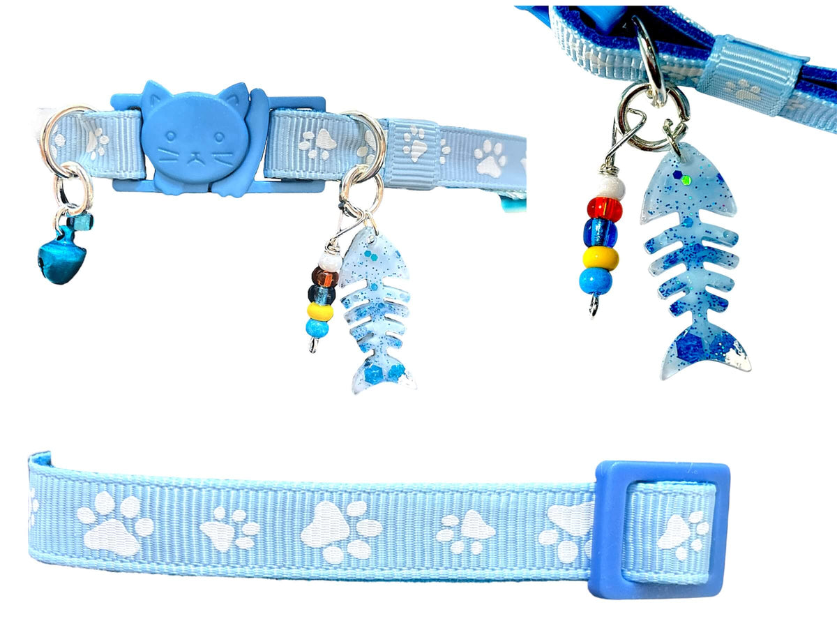 Huella de pata azul claro - Collar estándar