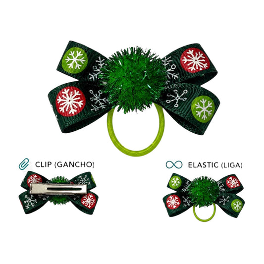 Green & Red  Snowflake Christmas Dog Bow (Copy)