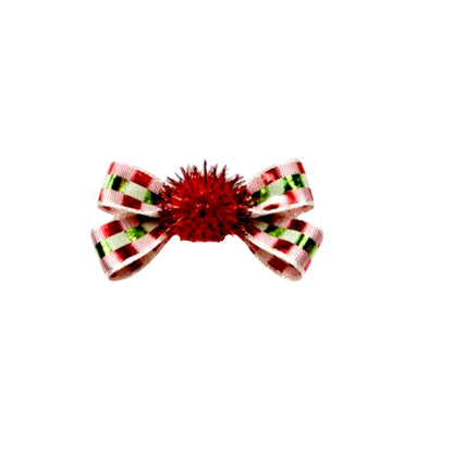 Red & Green Christmas check Dog Bow