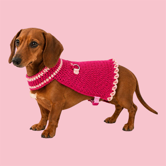 Handwoven Harness - Fuchsia, Pink & White Large