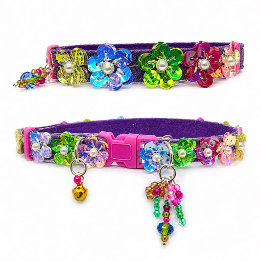 Sequin & Pearl Flower Collar