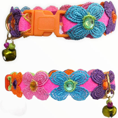 Collar de flor con clip naranja