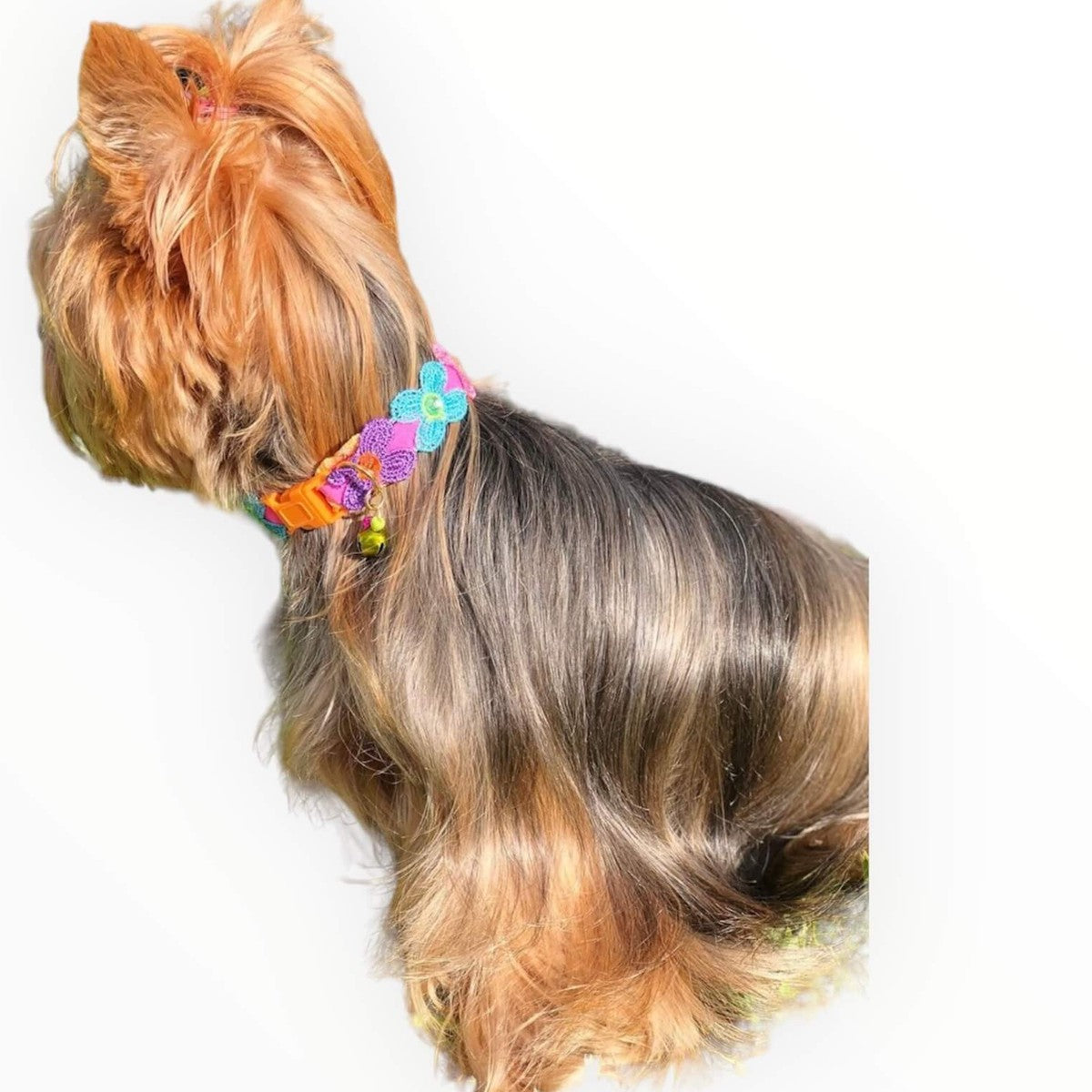 Collar de flor con clip naranja