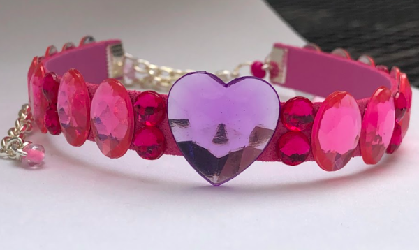 Purple Stones Heart Collar