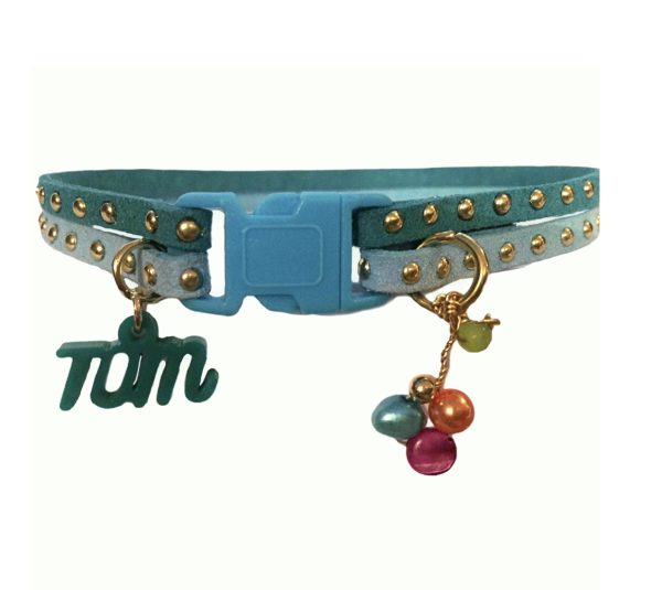 Slim Suede Duo with Gold Studs - Turquoise / Light Blue
