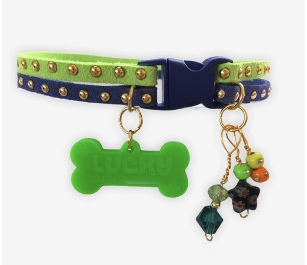 Slim Suede Duo with Gold Studs - Green / Blue - Image 2