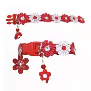 Red & White Flower - Wide Collar