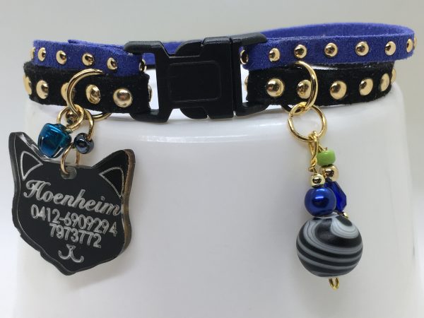 Slim Suede Duo with Gold Studs - Black & Blue - Image 2