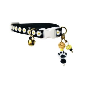 Printed Black Flower - Standard Collar