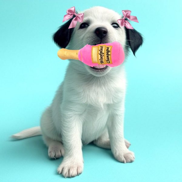 Stuffed Fuchsia Champagne Bottle - Image 2