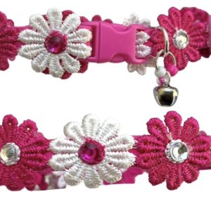 Fuchsia & White Flower - Wide Collar