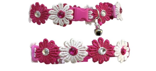 Fuchsia & White Flower - Wide Collar