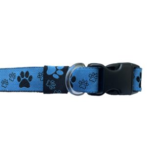 Blue Black Paw Print - Standard Collar