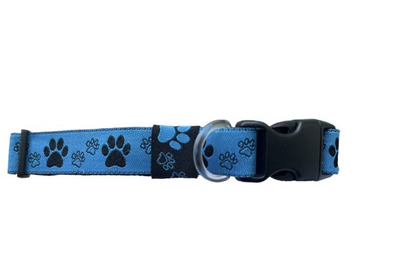 Blue Black Paw Print - Standard Collar