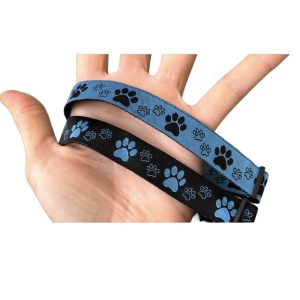 Black bg & Blue Paw Print - Wide Collar