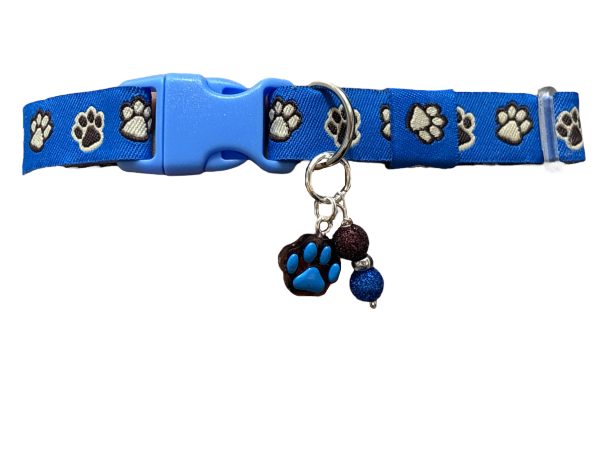 Blue / Brown Paw Print - Standard Collar