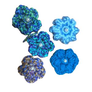 WoolBloom Clip - 2 Blue Woven Flowers