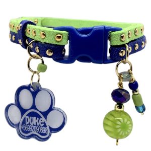 Slim Suede Duo with Gold Studs - Green / Blue