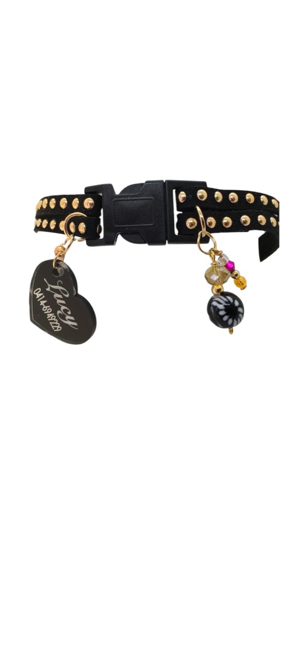 Slim Suede Duo with Gold Studs - Black 02