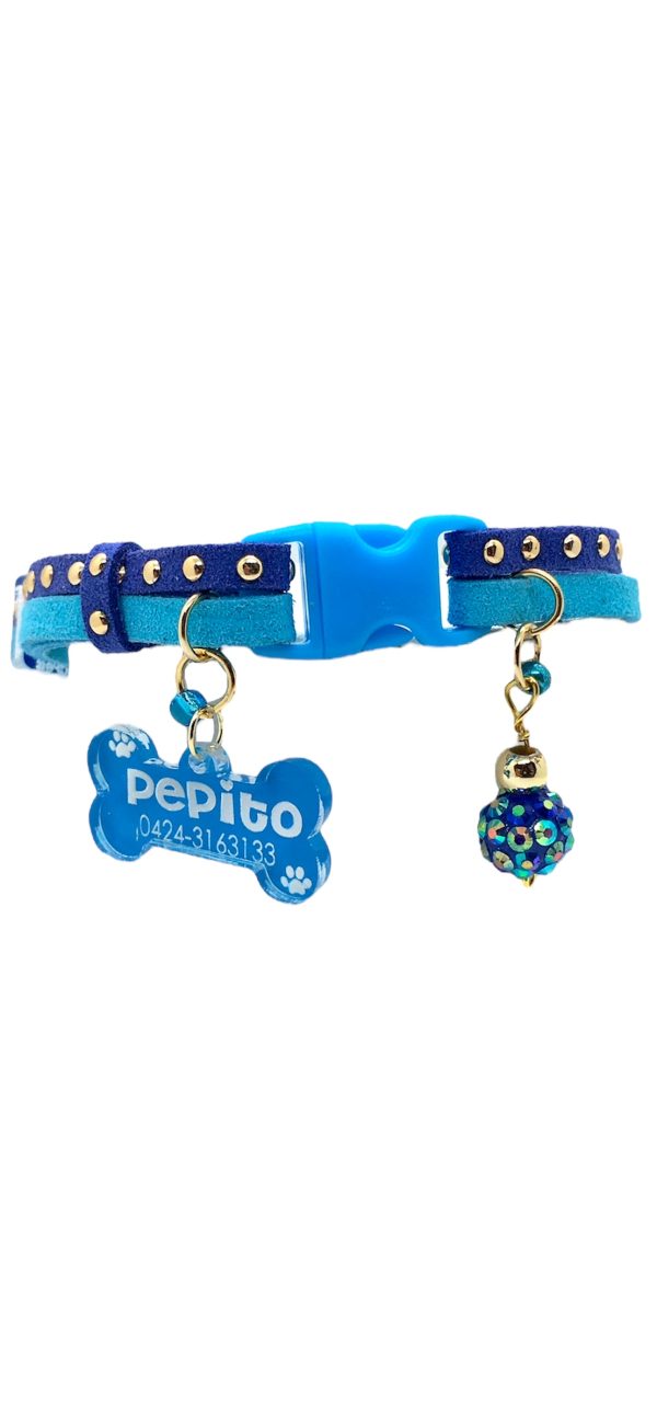 Slim Suede Duo with Gold Studs - Dark Blue / Sky Blue