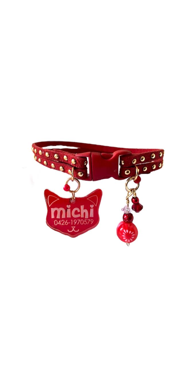 Slim Suede Duo with Gold Studs - Red