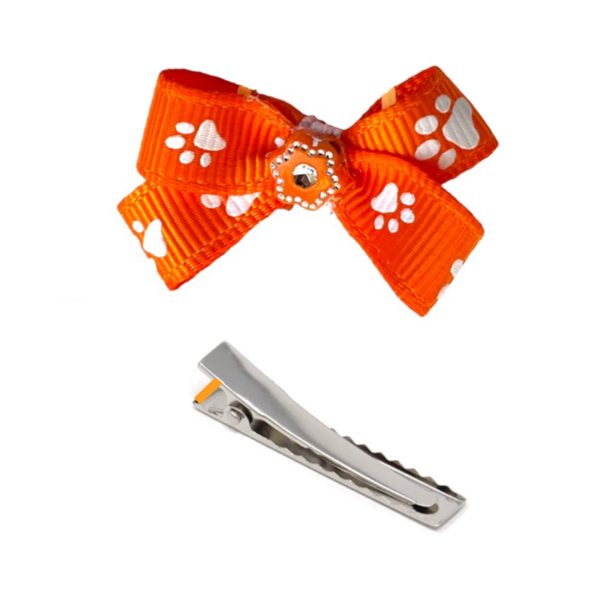 Paw Print Bow - Orange - Image 2