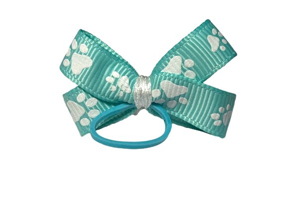 Paw Print Bow - Turquoise