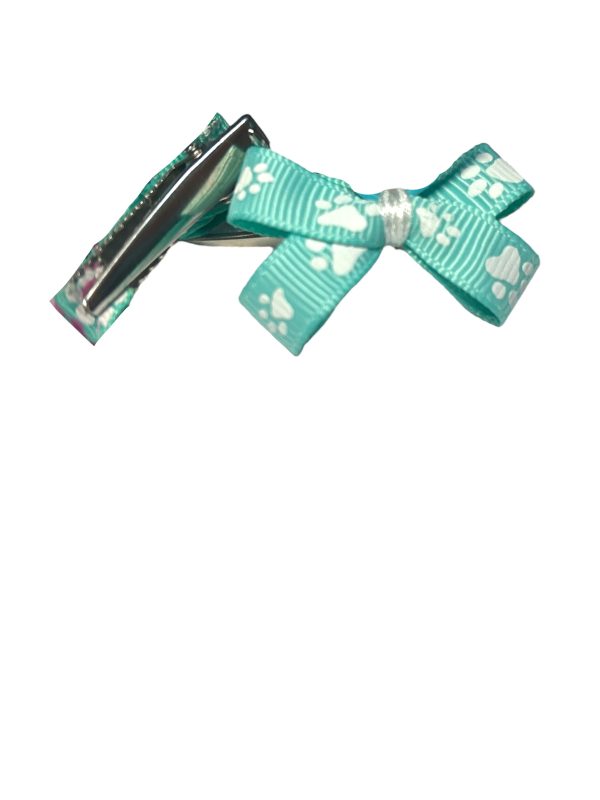 Paw Print Bow - Turquoise - Image 2