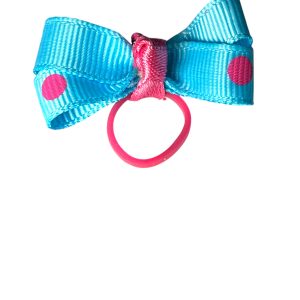 Polka Dots Bow - Blue bg Pink Dots (Copy)