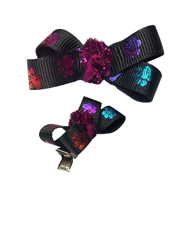 Paw Print Bow - Multicolor
