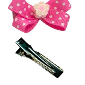 Polka Dots Bow - Pink Flower Charm