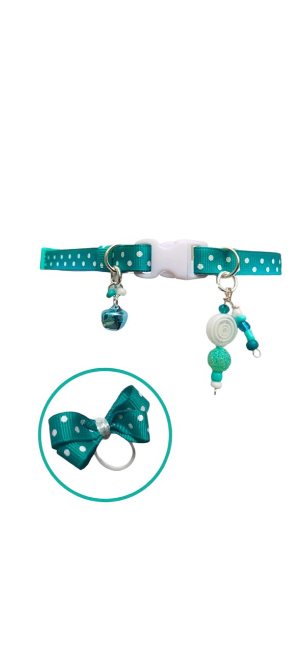 Polka Dots Bow - Turquoise - Image 2